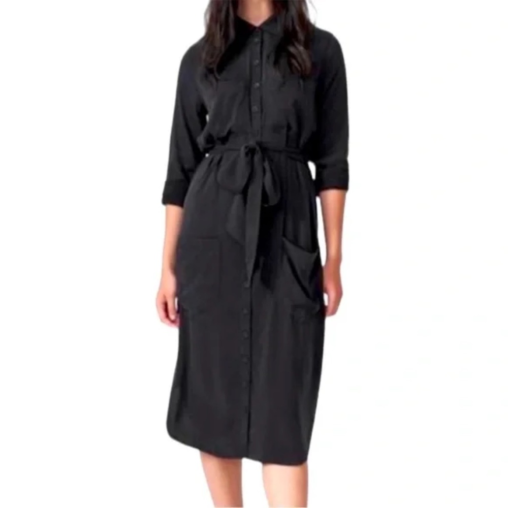 NWT Universal Standard Rhea Cupro Shirtdress Black 4XS (US 00-0 / XS)